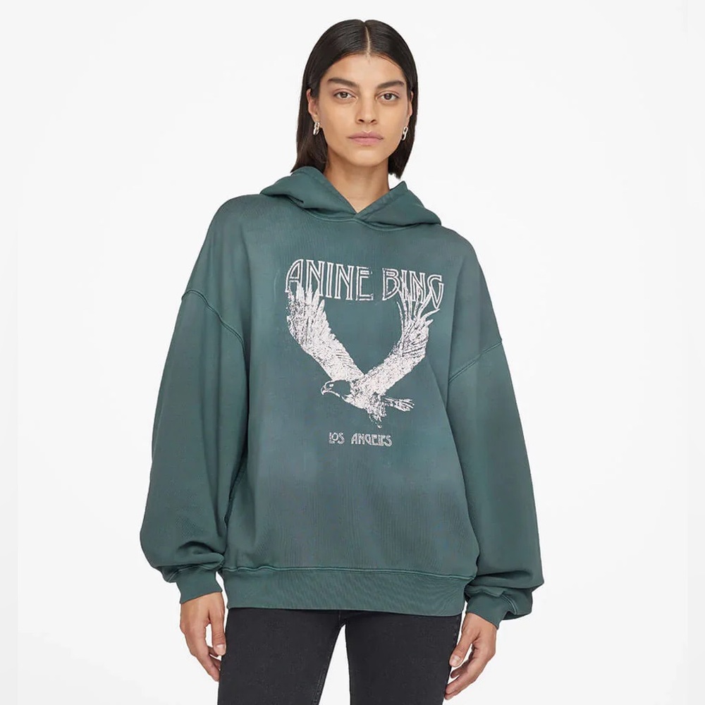 NWOT ⋆ SOLD OUT⋆ Anine Bing Ash Eagle Hoodie in Emerald